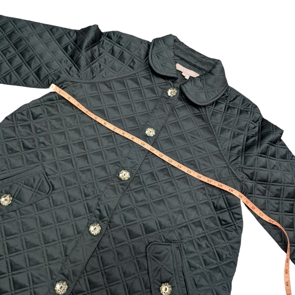 Hill House The Quilt Coat Dark Green Satin Size Medium - Picture 4 of 10